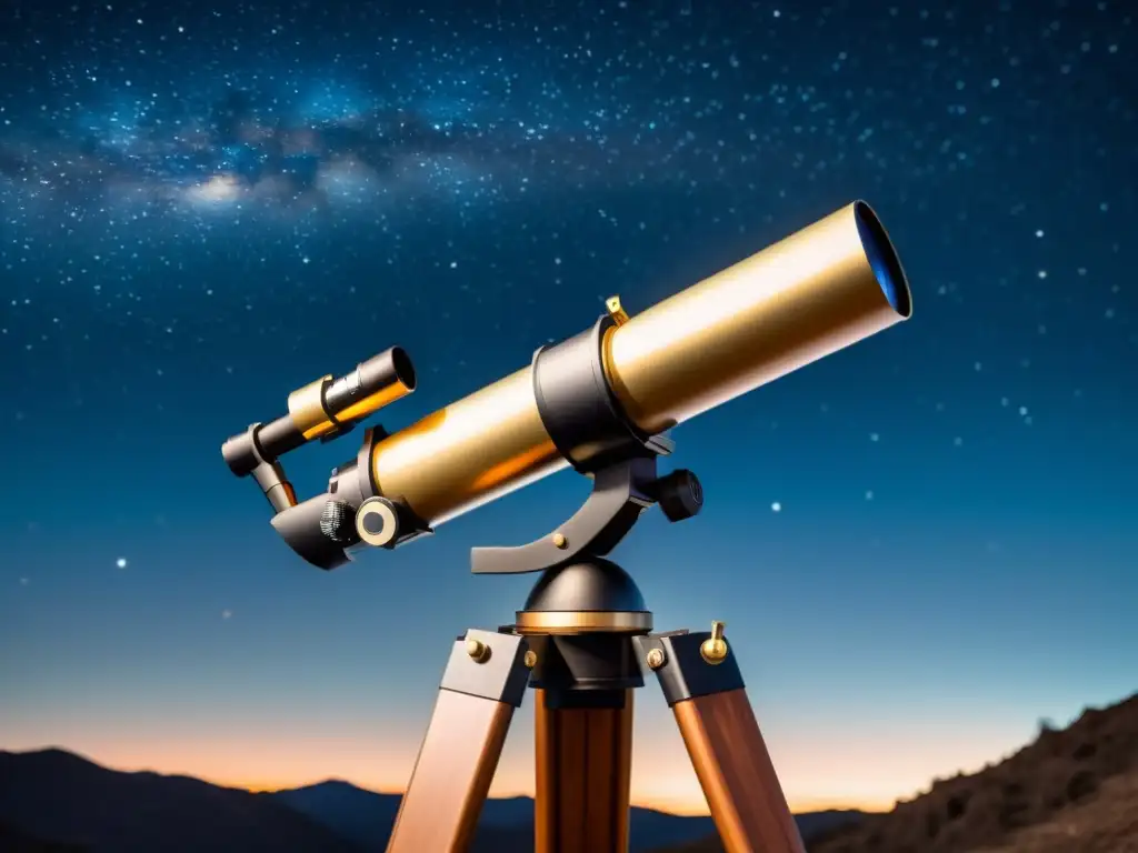 Telescopio Maksutov Cassegrain compacto en noche estrellada, evocando la nostalgia y maravilla de la astronomía amateur