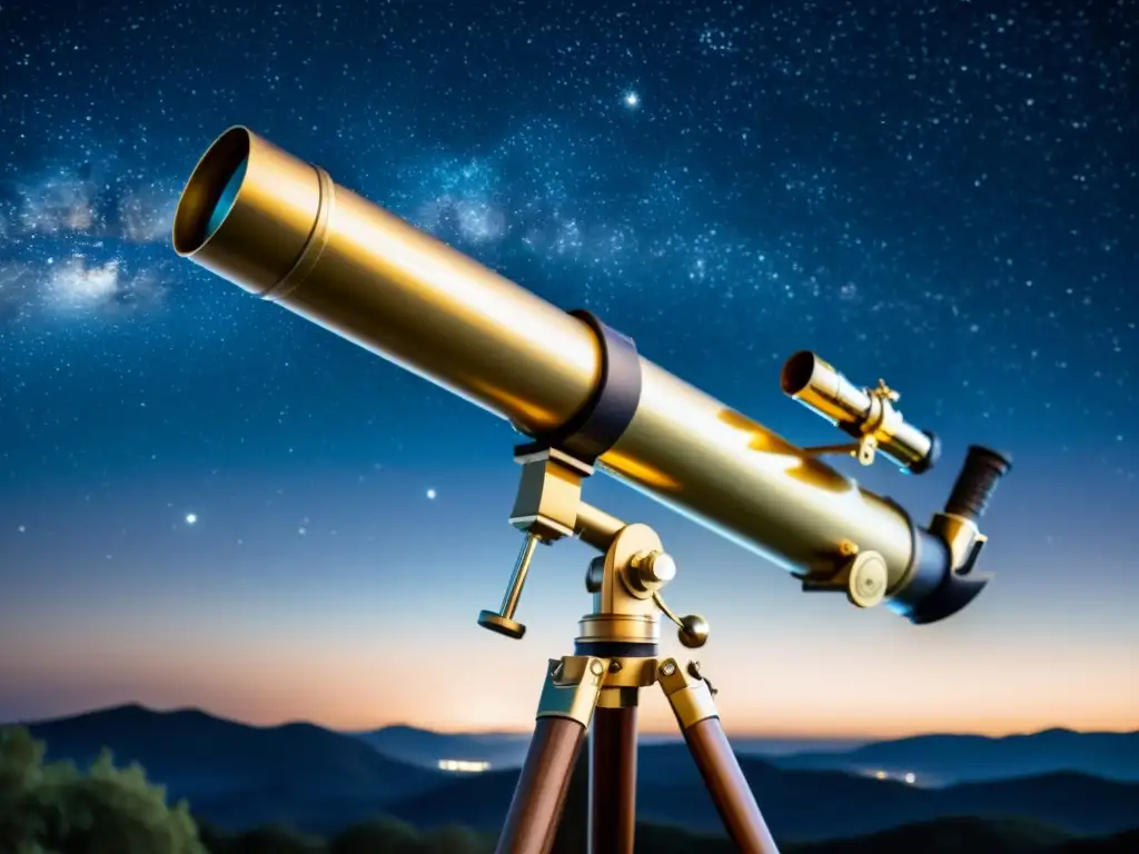 Un telescopio potente para aficionados contra un cielo estrellado, evocando la maravilla de la observación astronómica