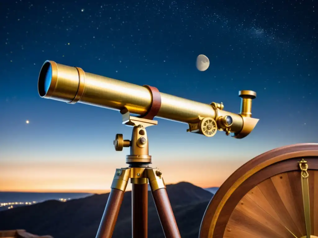 Un telescopio vintage en un cielo estrellado, evocando el impacto de la historia terrestre y la exploración del cosmos