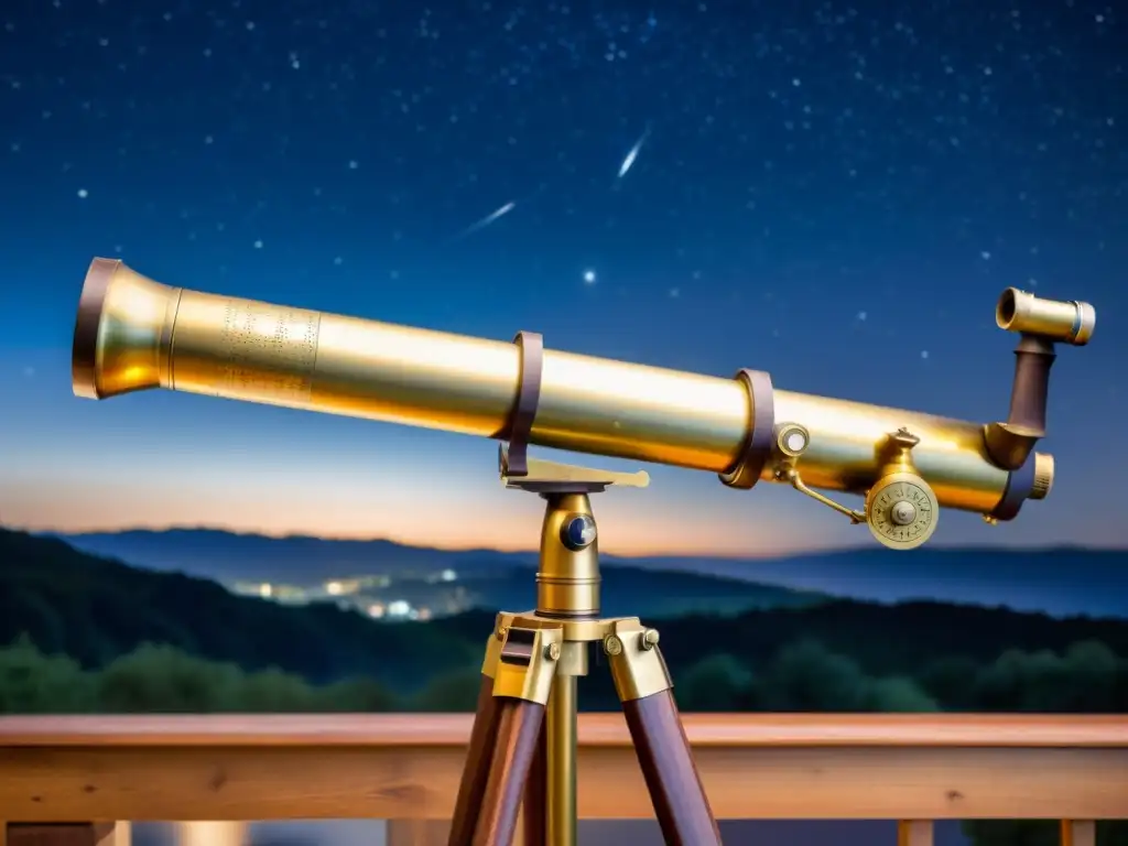 Telescopio vintage enfocado en la constelación de Orión en una noche estrellada, evocando la magia de los telescopios para observar constelaciones