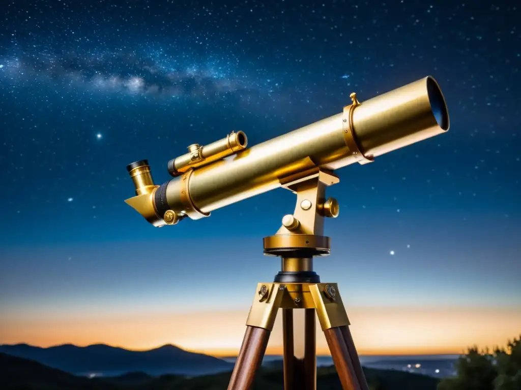 Telescopio vintage observando las Perseidas mágicas en noches de agosto