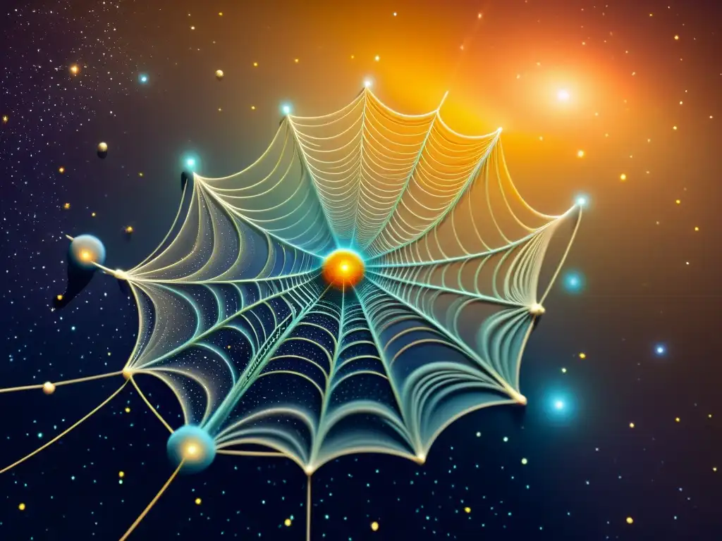 Una representación vintageinspired de la vasta telaraña cósmica, evocando estructuras más grandes del Universo con un encanto histórico y misterioso