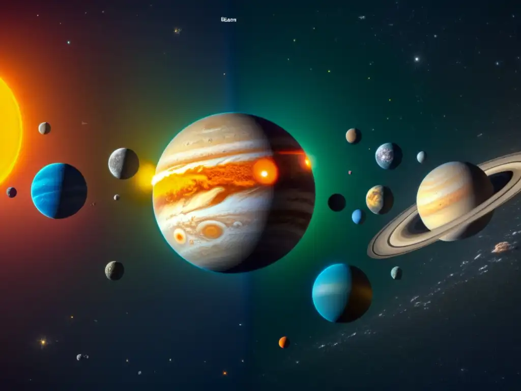 Vibrantes colores planetarios capturados con filtros telescopios, sistema solar