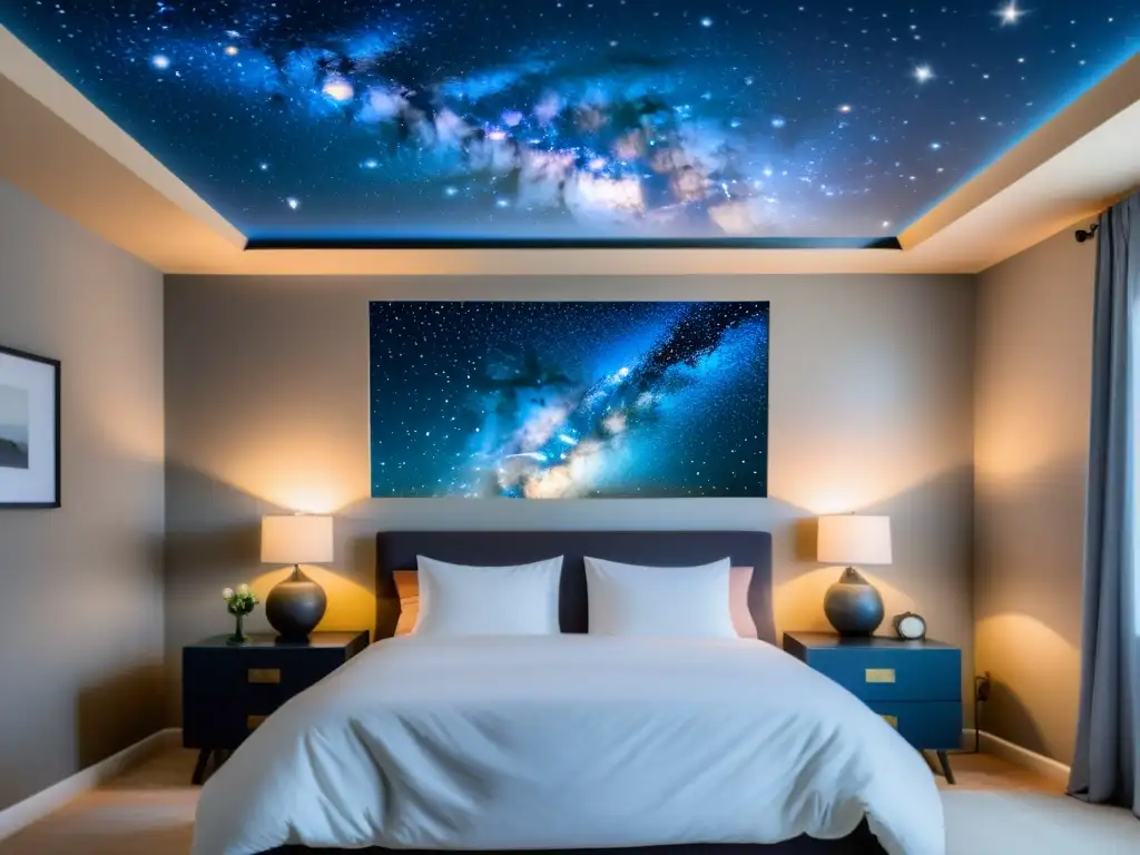 Vinilo decorativo cielo estrellado en habitación vintage con atmósfera mágica y serena para un descanso perfecto