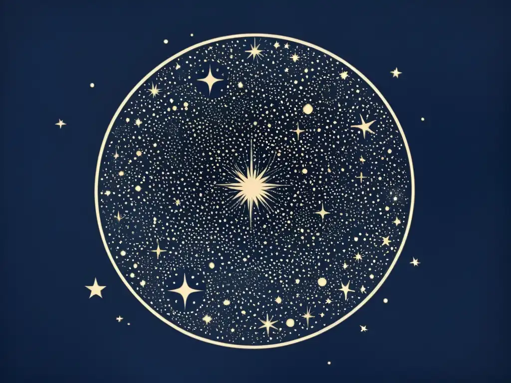 Una ilustración vintage de constelaciones olvidadas, con estrellas detalladas formando figuras celestiales en un cielo índigo profundo