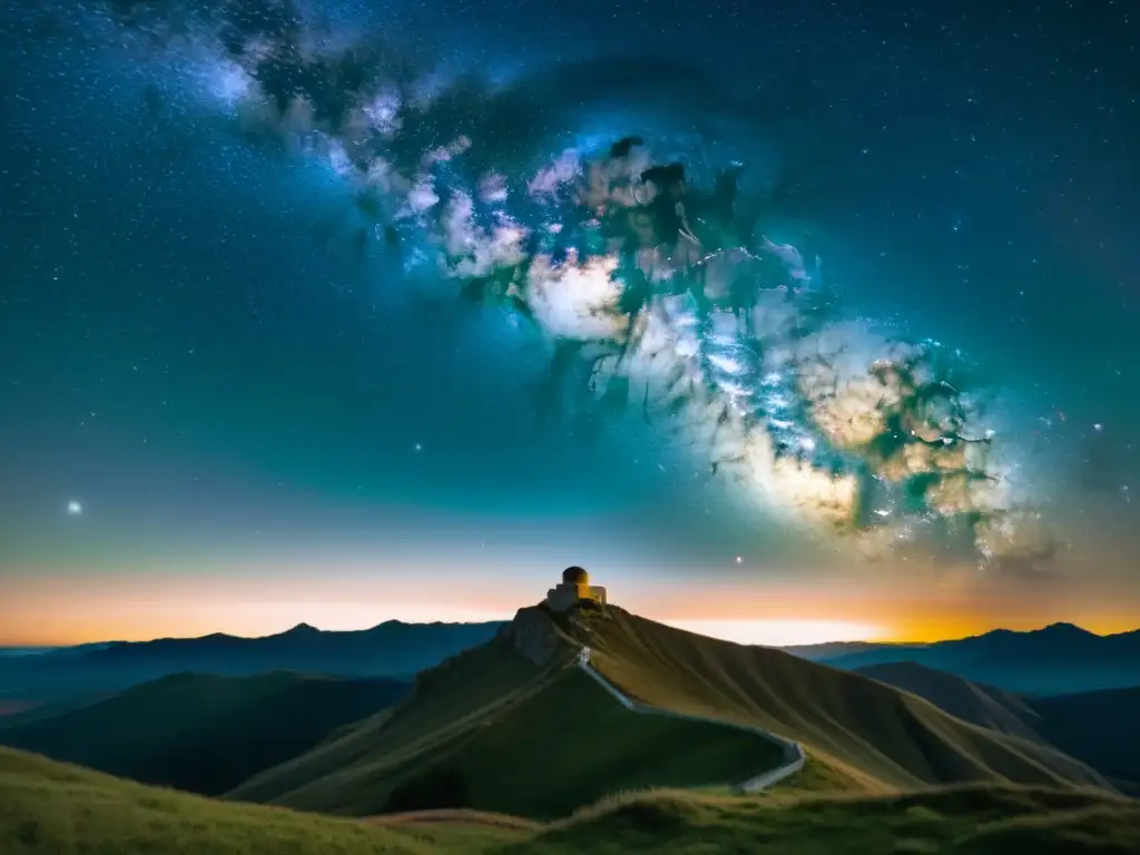 Una vista celestial de la Vía Láctea sobre un paisaje nocturno