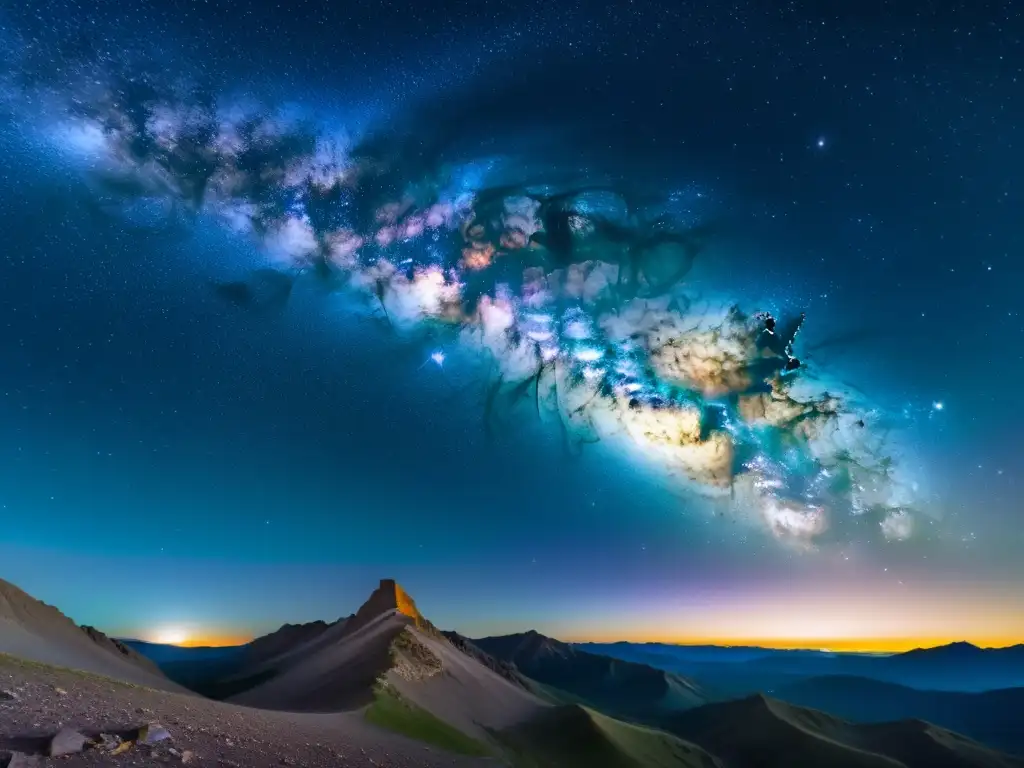 Una vista envolvente de la Vía Láctea desde la Tierra, con colores vibrantes y detalles asombrosos