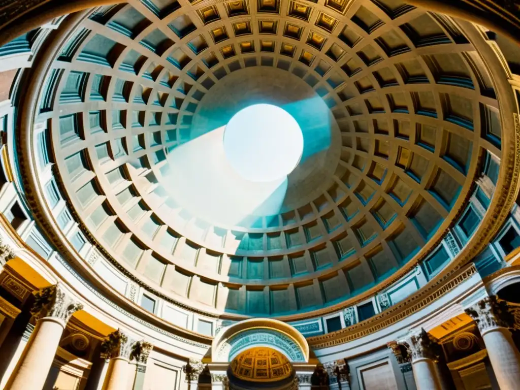 Vista impresionante del Panteón en Roma, resaltando el sincretismo religioso en el diseño arquitectónico y la majestuosidad de la estructura